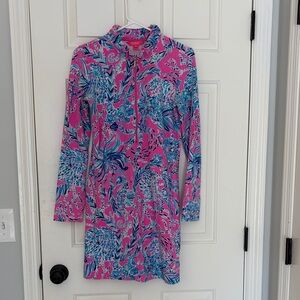 Vibrant Pink and Blue Lilly Pulitzer Patterned Dress